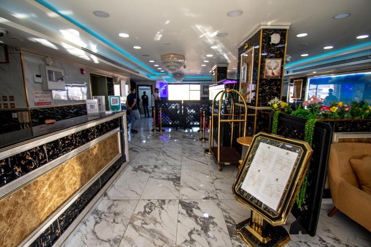 Marble hotel lobby and reception desk